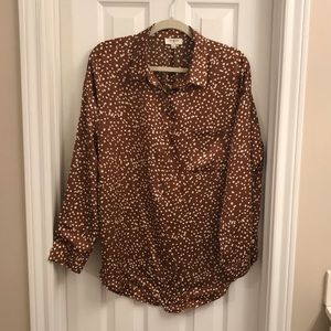 Umgee Brown & White Polka Dot Blouse
